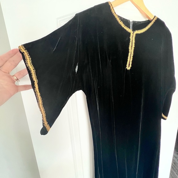 Vintage Holiday Velvet Kaftan Dolman Maxi Gown Dress - Picture 3 of 7